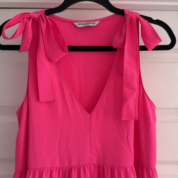 AMANDA UPRICHARD Revolve Hot Pink Pruitt Tiered Mini Dress XS - Picture 6 of 8